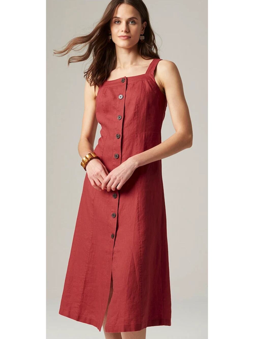 J. Jill Rust Red Button-Front Maxi Dress